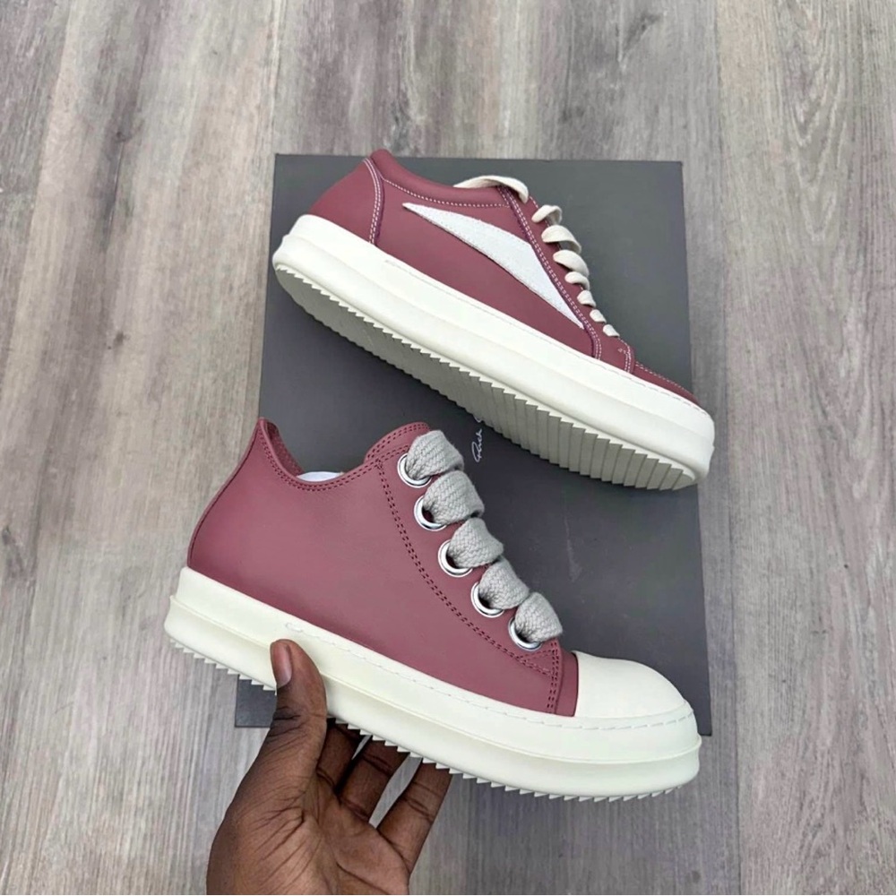 Rick Owens Pink and White Sneakers